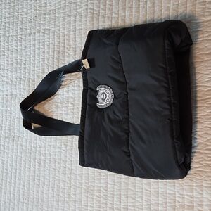 Pink Victoria Secret Black Puffy Bag